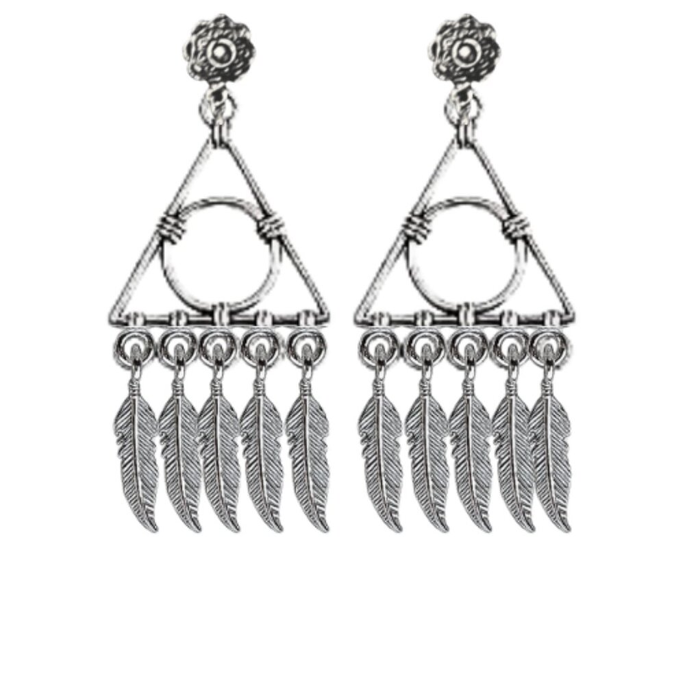 Abstract Silver Dreamcatcher Earrings